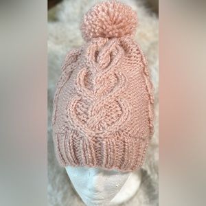 Handmade Hand Crafted Knit Heart to Heart Hat Pink Adult/Teen size